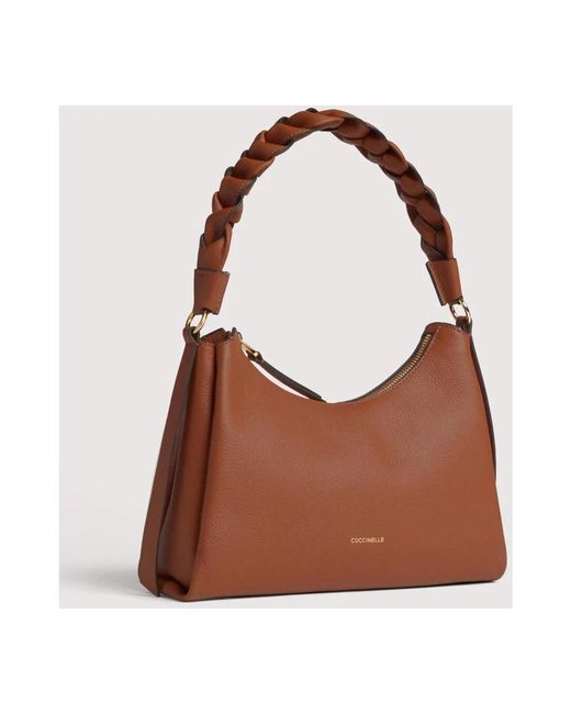 Coccinelle Brown Geflochtener Henkel-Ledertasche Mit Reißverschluss