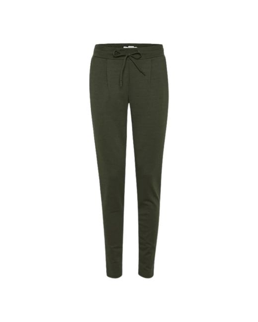 Ichi Green Slim-Fit Trousers