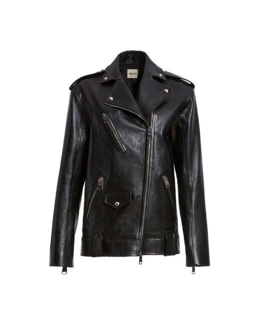 Khaite Black Leather Jackets