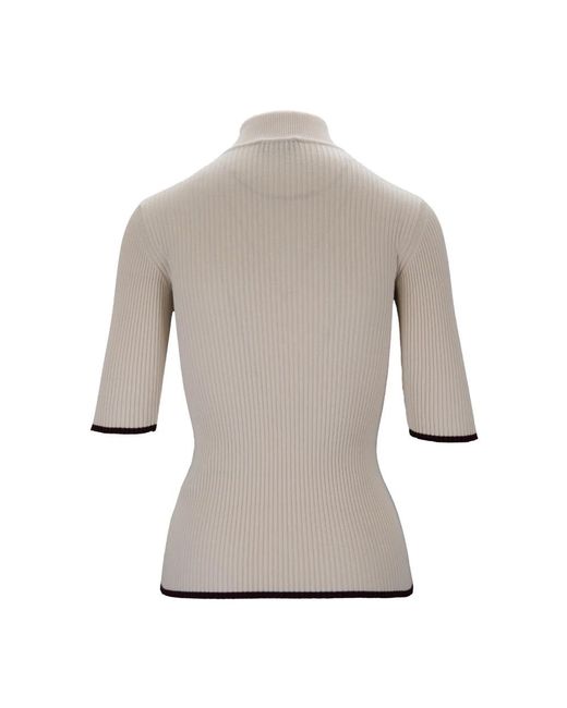 Elisabetta Franchi Geribbelde Coltrui Met Korte Mouwen in het Gray