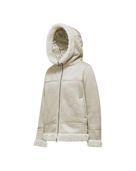 Bomboogie Hooded Jacket With Shearling Effect in het Natural