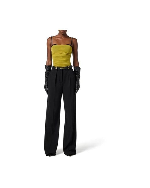 Elisabetta Franchi Green Stretch Jersey Bodysuit Mit Drapierung