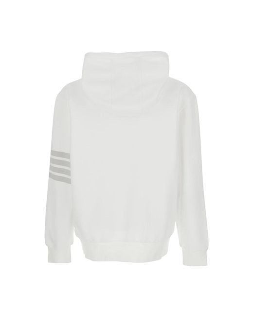 Thom Browne Solid Loopback 4-Bar Hoodie in White für Herren