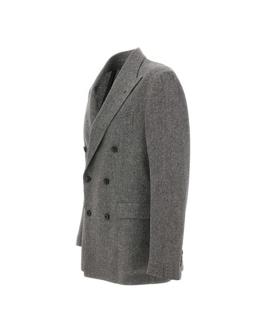 Tagliatore Gestreepte Double-Breasted Blazer in het Gray voor heren