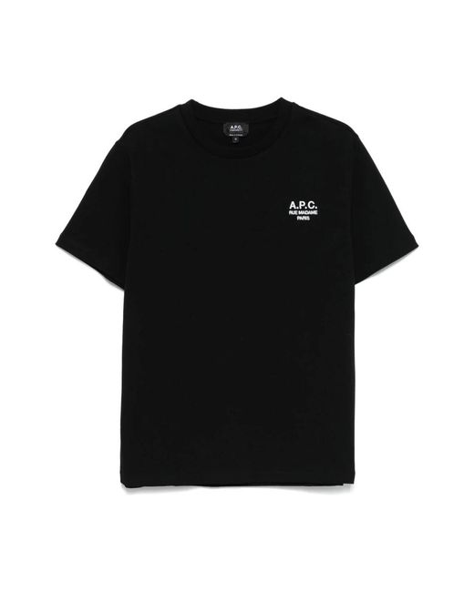 A.P.C. Black Besticktes baumwoll-t-shirt,schwarze t-shirts und polos kollektion