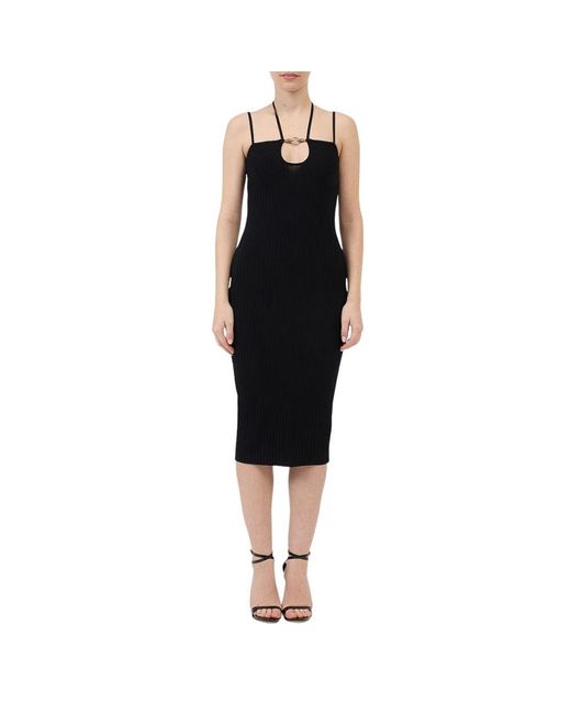 Just Cavalli Kleedjes ,Zwart ,Gebreide Maxi Jurk Met Metalen Logo in het Black