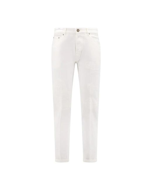 Pantaloni bianchi stretch con patch in pelle di PT Torino in White da Uomo