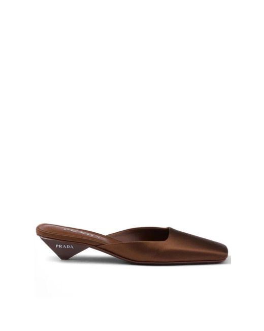 Prada Brown Heeled Mules