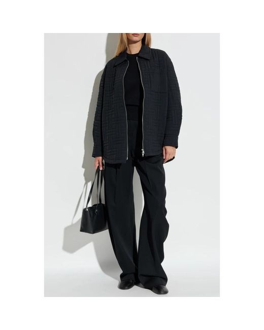 KENZO Jassen ,Zwart ,Nylon Gewatteerde Jas Met Logo in het Blue