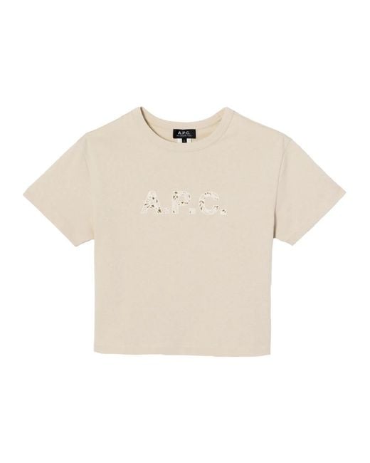 A.P.C. Tops ,Katoen Katoenen T-Shirt Met Logo in het Natural