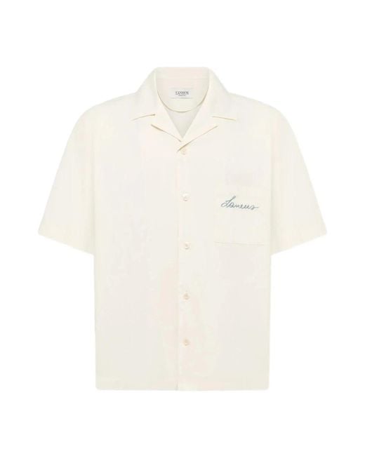 Laneus White Short Sleeve Shirts for men
