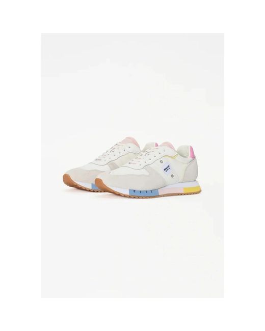 Blauer White Nylon Suede Sneaker