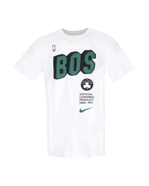 Nike Fitness ,Wit ,Katoen Boston Celtics Block T-Shirt in het Green voor heren