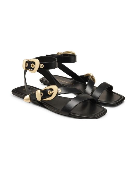 Stuart Weitzman Black Flat Sandals