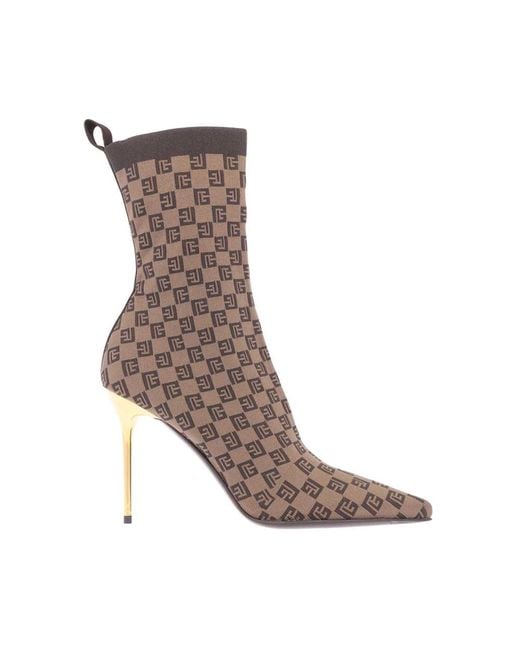 Balmain Brown Heeled Boots