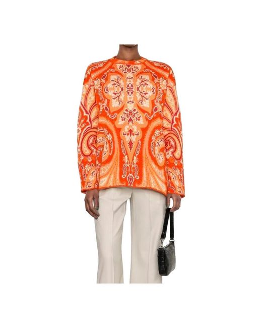 Etro Orange Round-Neck Knitwear