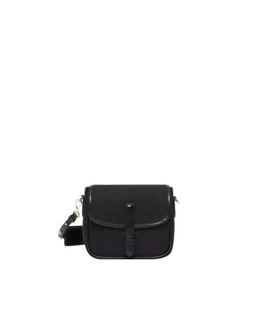 Weekend by Maxmara Black Canvas- Und Leder-Crossbody-Tasche