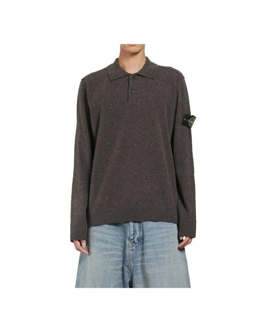 Stone Island Black Round-Neck Knitwear for men