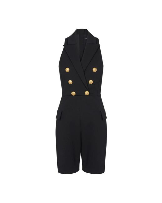 Grain de poudre stretch jumpsuit Balmain de color Black