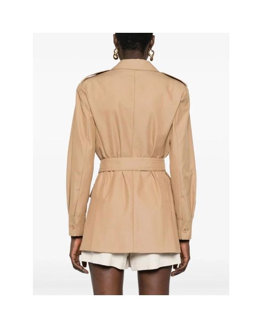 Max Mara Jassen ,Bruin ,Katoen Cotton Canvas Trenchcoat in het Natural