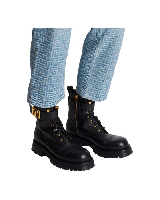 Lace-Up Boots Balmain de color Black
