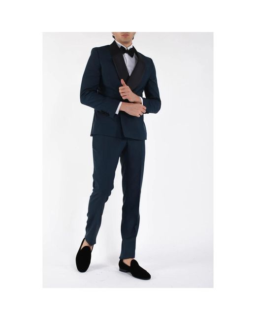 Double Breasted Suits Paoloni de hombre de color Blue