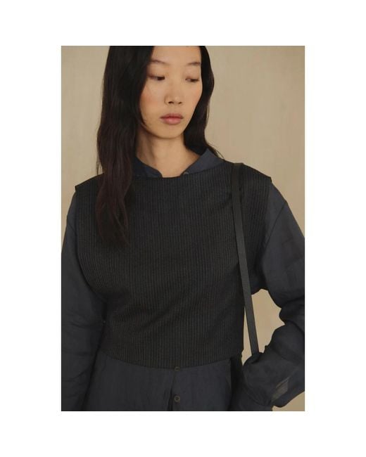 Cortana Black Sleeveless Tops