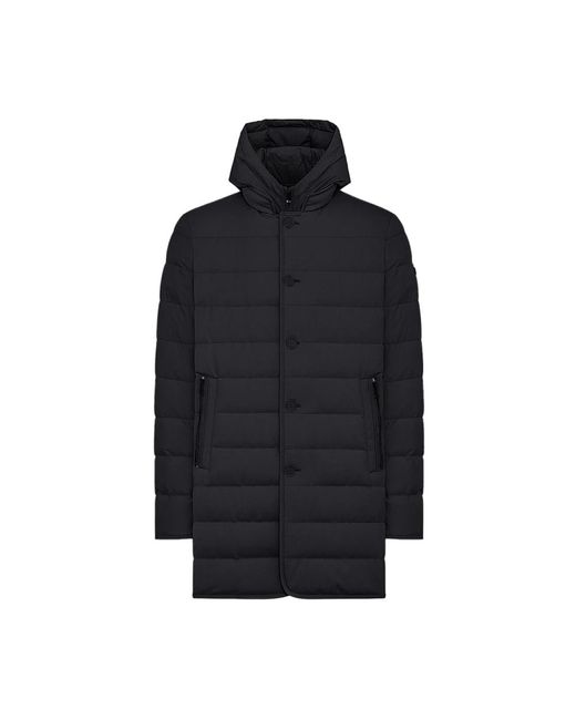 DUNO Jassen ,Zwart ,Wol Gewatteerde Parka Met Wollen Effect in het Blue voor heren