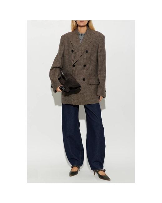 AMI Wol Blazer Met Dubbele Split in het Brown