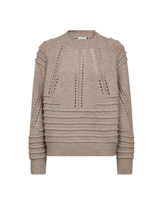 co'couture Truien & Vesten ,Rondgebreide Trui in het Brown