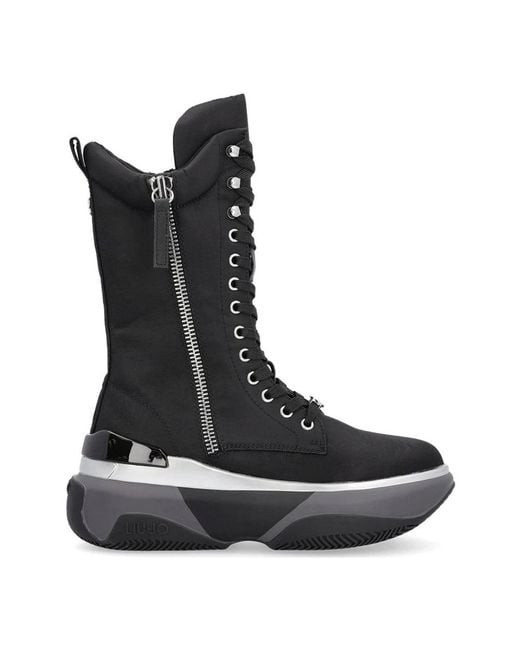 Liu Jo Black Lace-Up Boots
