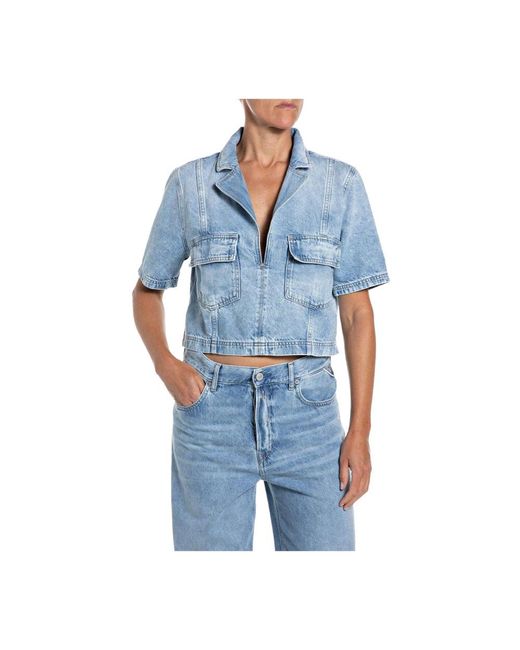 Replay Blue Denim Shirts