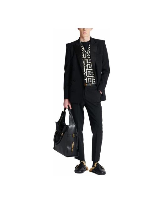 Balmain Overhemden ,Zwart ,Pyjamashirt Met Monogramprint in het Black voor heren
