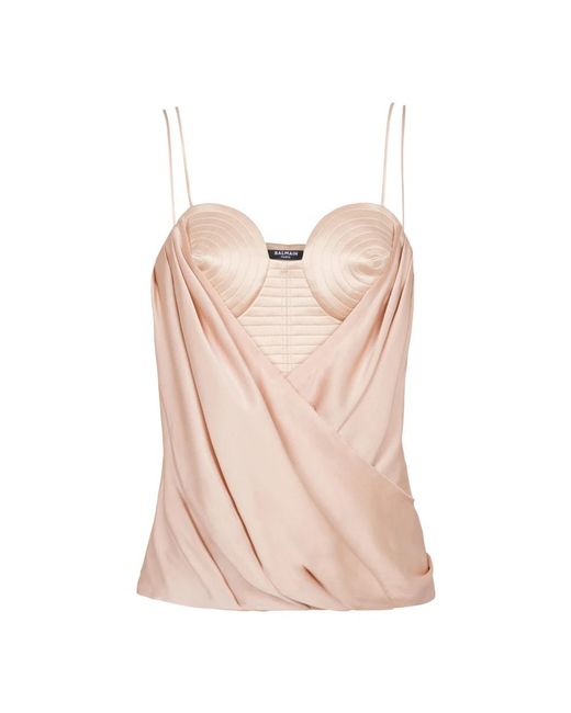 Balmain Natural Sleeveless Tops