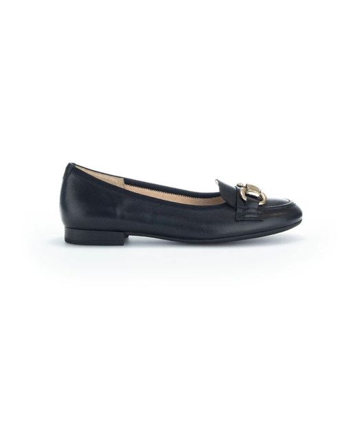 Gabor Blue Schwarze leder moderne city ballettschuhe