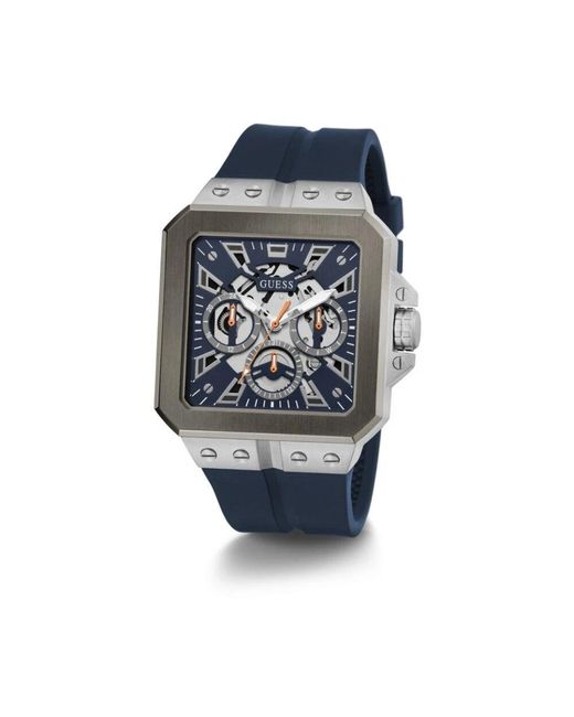 Guess Armbanduhr multifunktionsuhr skeleton leo blau, silber gw0637g1 in Blue für Herren