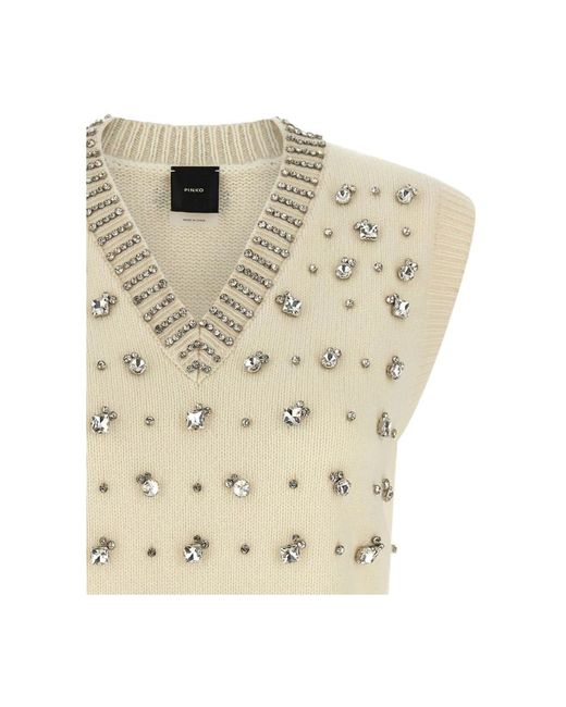 Pinko Natural V-Neck Knitwear