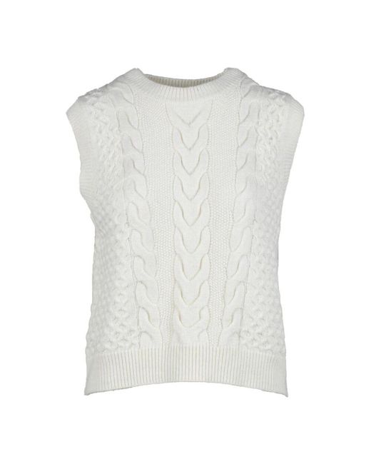 Suncoo White Strickpullover Mischung Wolle Acryl
