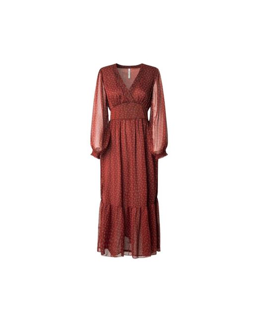 Pepe Jeans Red Blumiges Midi-Kleid