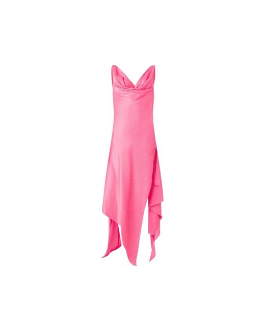 Roberto Cavalli Kleedjes ,Roze ,Zijden Asymmetrische Slangenprint Jurk in het Pink