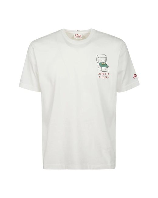 Mc2 Saint Barth Weißes baumwoll-t-shirt mit seitenprint in White für Herren