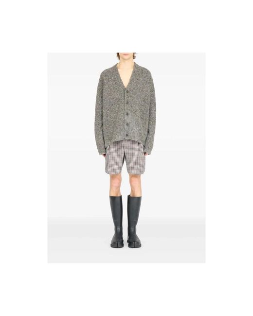 Maison Margiela Truien & Vesten ,Grijs ,Grijze Gespikkelde V-Hals Trui in het Gray