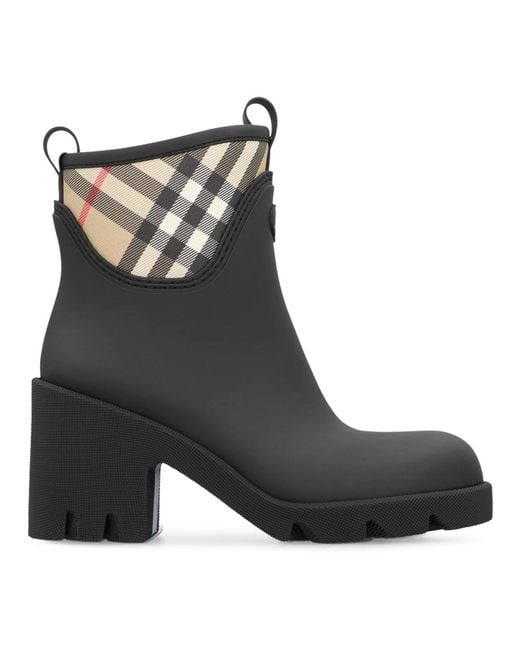 Burberry ブラック レインブーツ レディース Leather Boots Burberry Rain Boots All Black Burberry Women's Black
