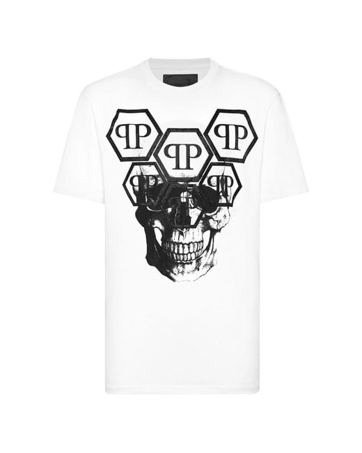 Philipp Plein T-Shirt Rundhals Ss Stones Skull in White für Herren