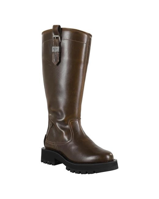 Ganni Brown Studded High Boot