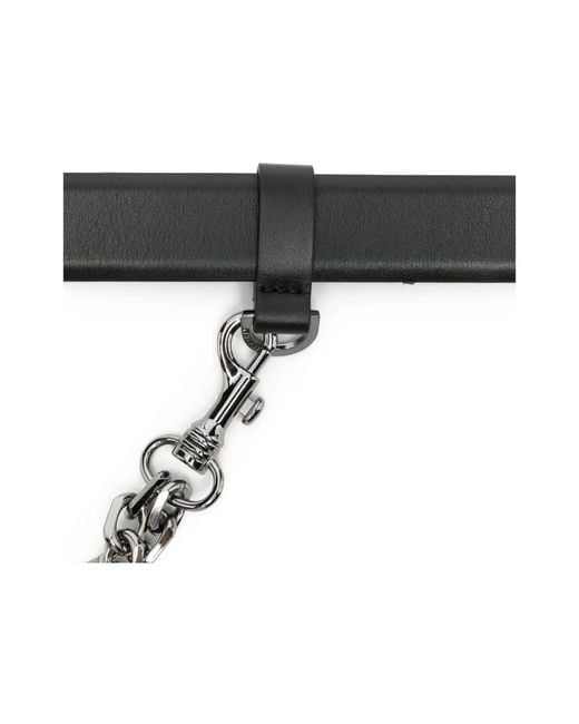 The Attico Black Belt With Chain Detail Calf Leather