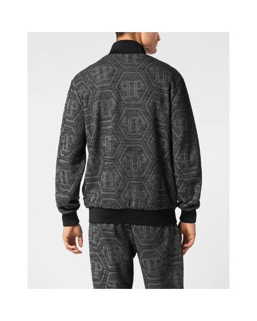 Philipp Plein Jacquard Jogging Jacket Ls Monogram in het Black voor heren