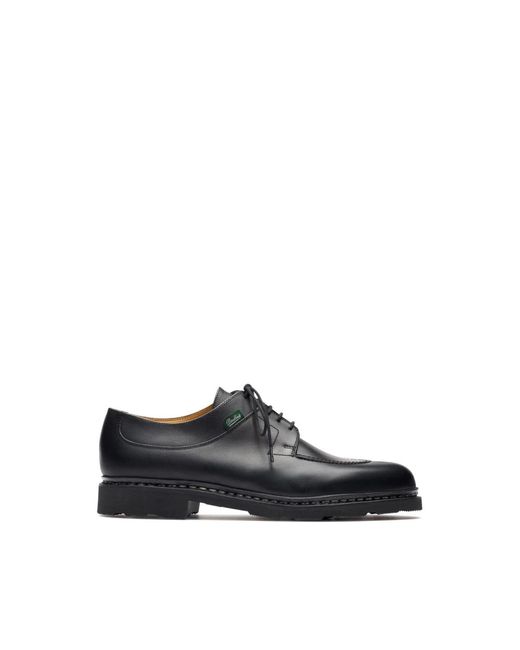 Paraboot Black Hunting Toe Derby Shoes With Norwegian Stitching for men