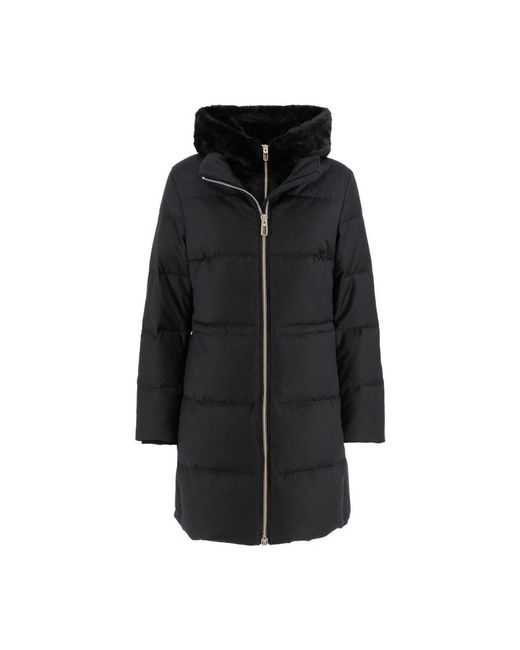 DUNO Jassen ,Zwart ,Wol Capuchon Dubbele Rits Jas in het Black