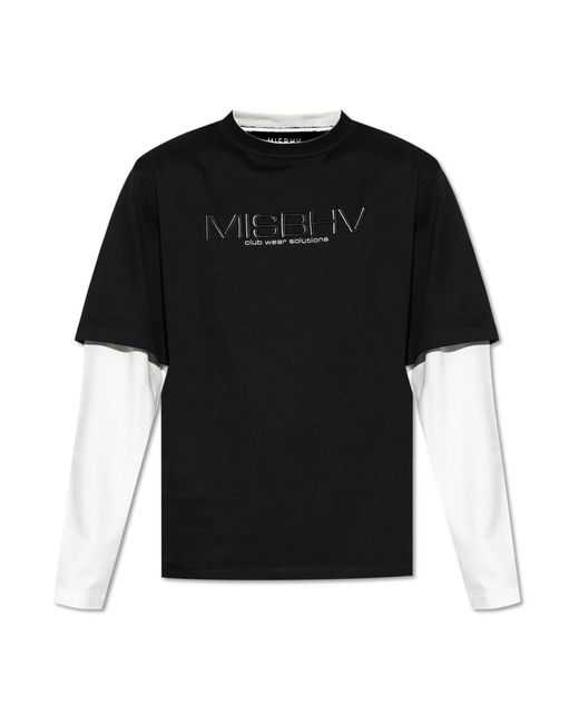 Long Sleeve Tops M I S B H V de hombre de color Black